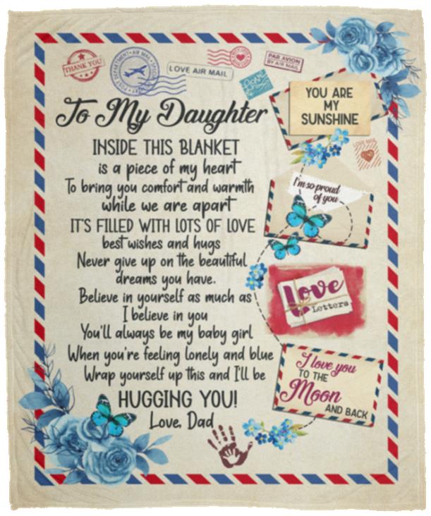 To My Daughter From Dad, White, Cozy Plush Fleece Blanket - 50x60 To My Daughter From Dad, White, Cozy Plush Fleece Blanket - 50x60