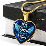 I Used To Be His Angel Now He's Mine Heart Pendant Necklace - Heart Luxury Necklace (Gold Plated)