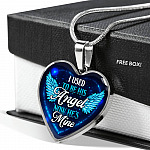 I Used To Be His Angel Now He's Mine Heart Pendant Necklace - Heart Luxury Necklace (Silver)