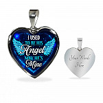 I Used To Be His Angel Now He's Mine Heart Pendant Necklace - Heart Luxury Necklace (Silver)