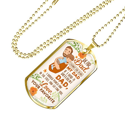 Dear Dad If I Had A Different Dad I Would Punch Him In The Face Dog Tag Pendant Necklace - Dog Tag (Gold Plated)