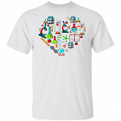 Chemistry Hearts T-shirt - Chemistry Teacher Gift - Chemistry Major Tee - Chemist Shirt, White, Unisex T-Shirt