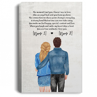 Personalized Couple Anniversary Framed Canvas - You Are My True Soulmate I Love You Unframed Poster, White, 0.75'' Framed Canvas