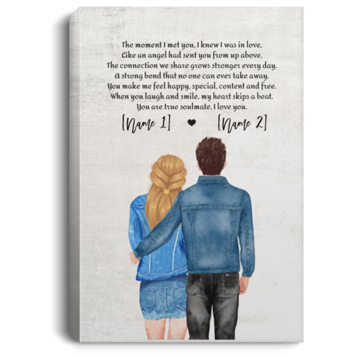 Personalized Couple Anniversary Framed Canvas - You Are My True Soulmate I Love You Unframed Poster, White, 0.75'' Framed Canvas