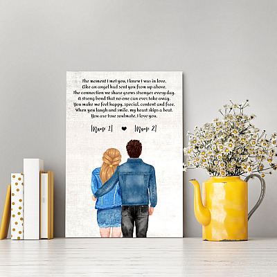 Alternative view of Personalized Couple Anniversary Framed Canvas - You Are My True Soulmate I Love You Unframed Poster