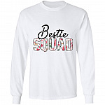 Personalized Bestie Squad Matching Hoodie - Sweatshirt - Long Sleeve Shirt - Best Friends Gift Shirt, White, G240 LS Ultra Cotton T-Shirt