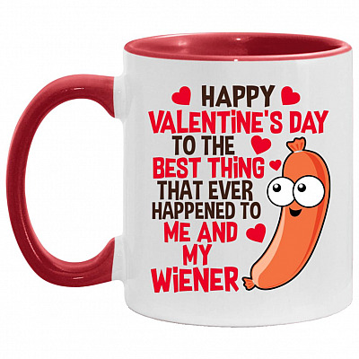Happy Valentine's Day To The Best Accent Mug, White/Red, 11 oz. Accent Mug