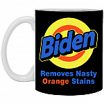 Biden Removes Nasty Orange Stains Mug, Black, 11 oz. White Mug