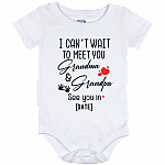 Personalized I Can Wait to Meet You Grandpa and Grandma Bodysuit - Announcing Pregnancy Baby Onesie, White, Baby Onesie - 12 Month Personalized I Can Wait to Meet You Grandpa and Grandma Bodysuit - Announcing Pregnancy Baby Onesie, White, Baby Onesie - 12 Month
