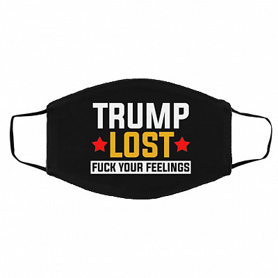 Trump Lost Face Mask, Black, Cloth Face Cover – Medium/Large