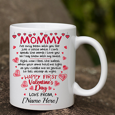 Alternative view of Personalized Mommy I've Only Been with You Valentine Coffee Mug - Beer Stein - Water Bottle - Color Changing Mug