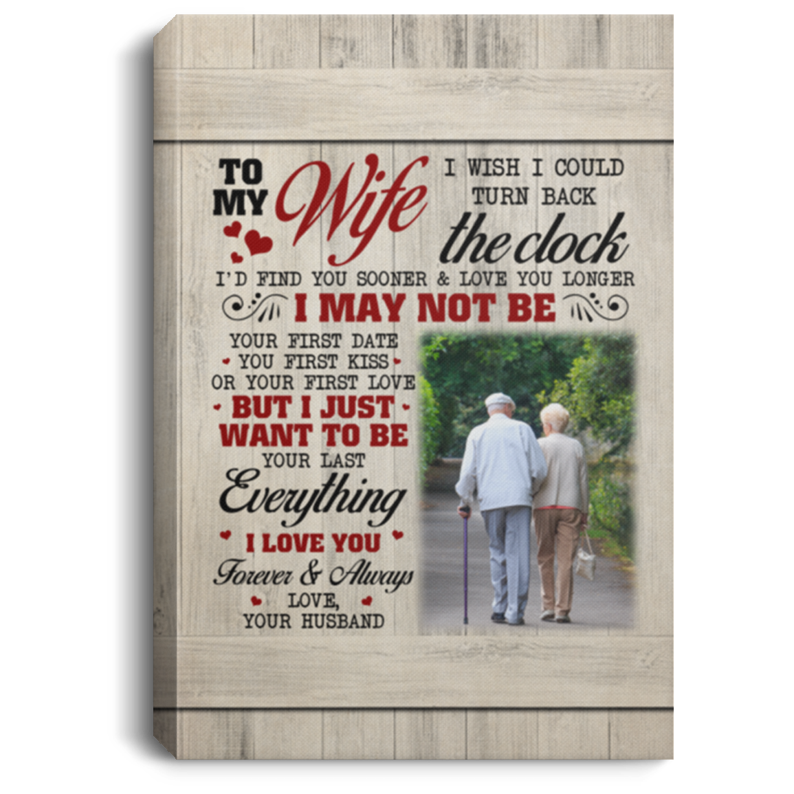 Personalized Photo To My Wife I Wish I Could Turn Back The Clock Wrapped Framed Canvas Prints - Unframed Poster, White, 0.75'' Framed Canvas