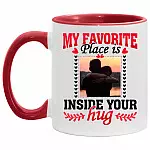Personalized Photo My Favorite Place, White/Red, 11 oz. Accent Mug