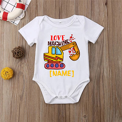 Alternative view of Personalized Love Machine Baby Onesie - Excavator Hearts Baby Toddler Bodysuit - Love Machine Bodysuit
