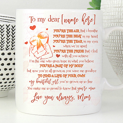 Alternative view of Personalized to My Daughter You Are the Beat of My Heart Ceramic Coffee Mug - Beer Stein - Water Bottle