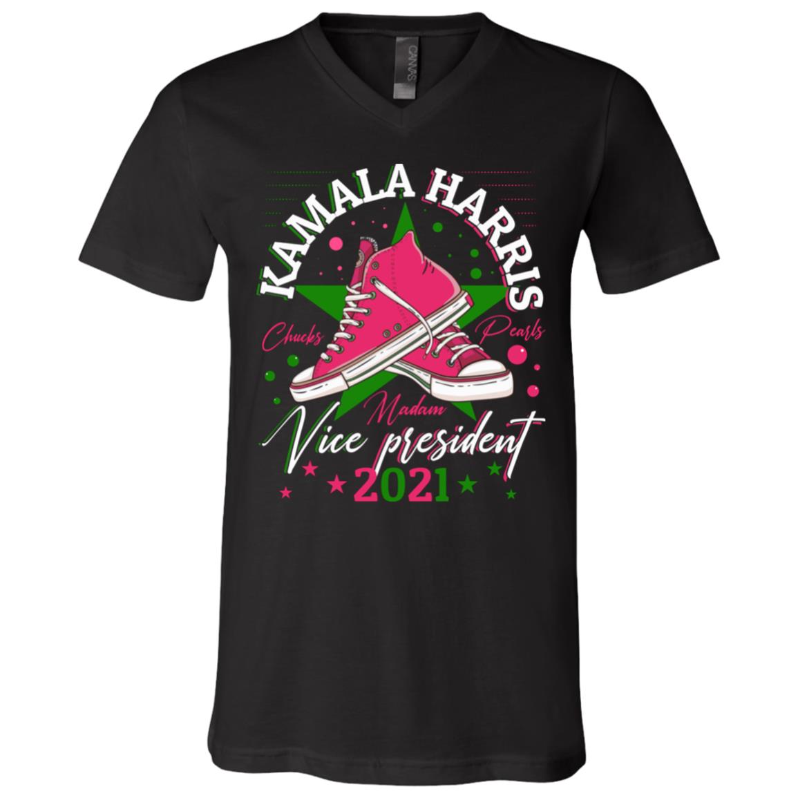 kamala v, Black, V-Neck T-Shirt