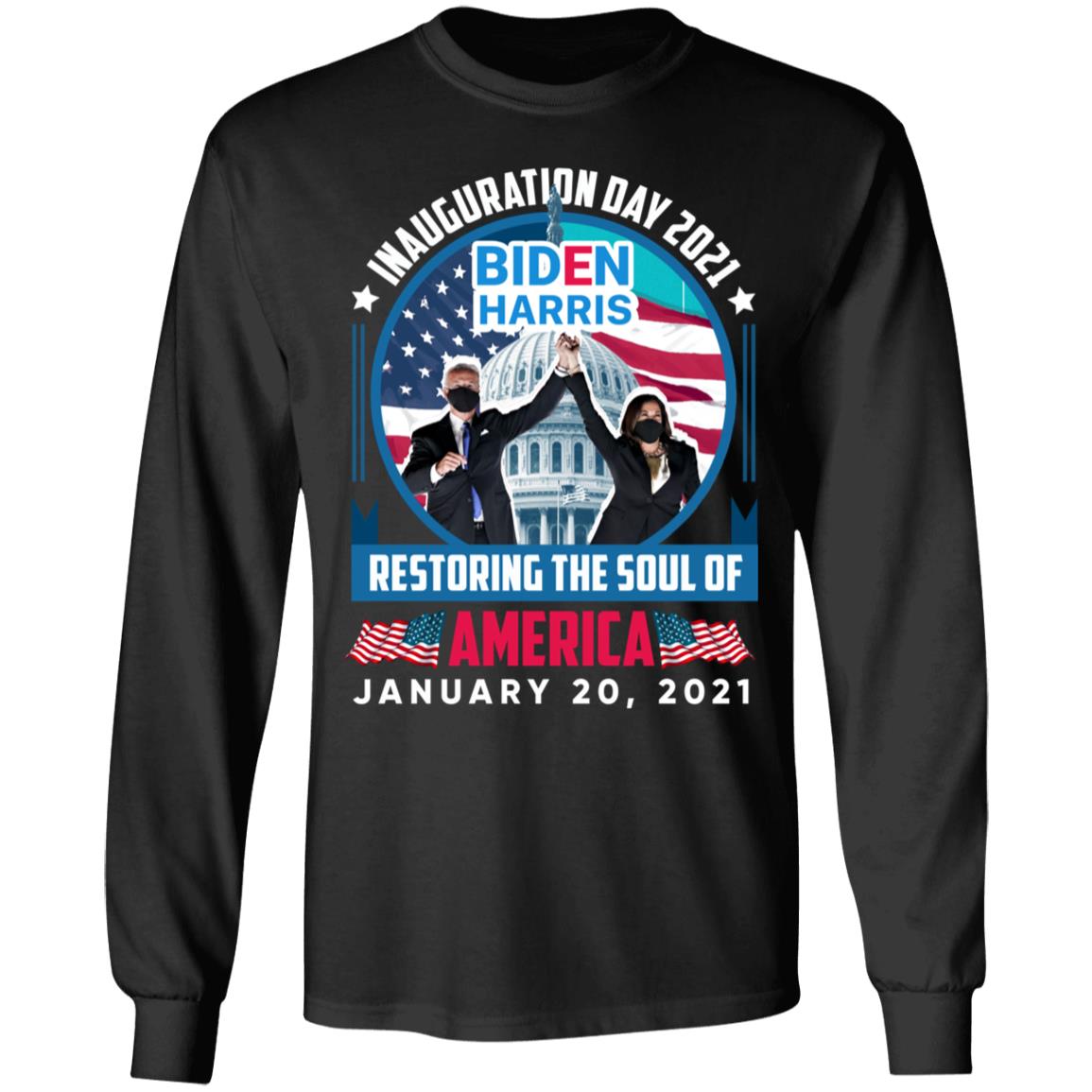 Biden Harris Restore Hoodie, Black, Long Sleeve