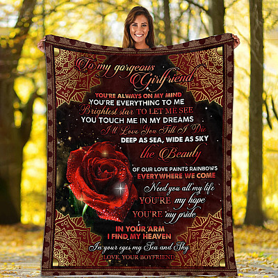 To My Gorgeous Girlfriend You're Always On My Mind You're Everything To Me Fleece Blanket - Mink Sherpa Blanket