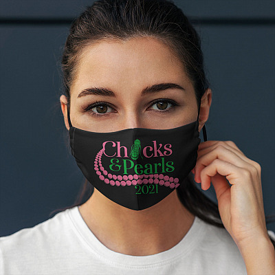 Alternative view of Kamala Harris Squad Chucks and Pearls Washable Reusable Custom Printed Cloth Face Mask Cover