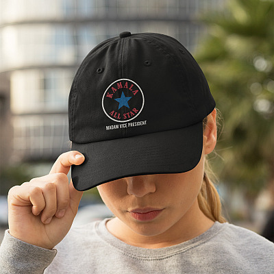 Alternative view of Chucks And Pearls Kamala Harris VP Twill Cap - Kamala Madam Vice President I'm Speaking Snapback Hat