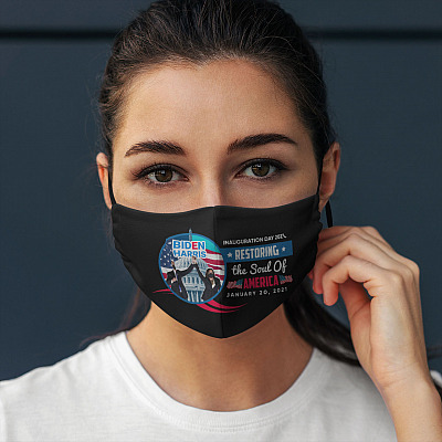 Alternative view of Biden Harris Restore the Soul of the Nation Inauguration Day 2021 Washable Reusable Printed Face Mask