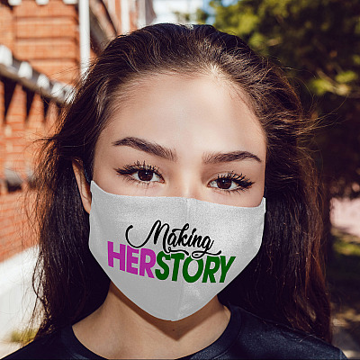 Alternative view of Kamala Harris Making Herstory Inauguration Day 2021 Washable Reusable Custom Printed Cloth Face Mask Cover