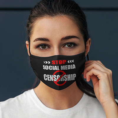Alternative view of Stop Social Media Censorship Act Trump Free Speech Amendment Washable Reusable Printed Face Mask