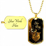 From Buckin' Man Her Bug To My Wife His Doe You Are The Best Hunt Happy Deer Couple Quote Dog Tag Necklace - Dog Tag (Gold Plated)