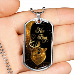 From Buckin' Man Her Bug To My Wife His Doe You Are The Best Hunt Happy Deer Couple Quote Dog Tag Necklace - Dog Tag (Silver)