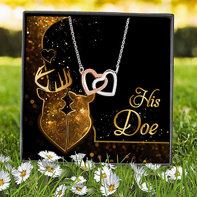From Buckin' Man To My Wife You Are Best Hunt Happy Deer Couple His Doe Quote Interlocking Hearts Necklace