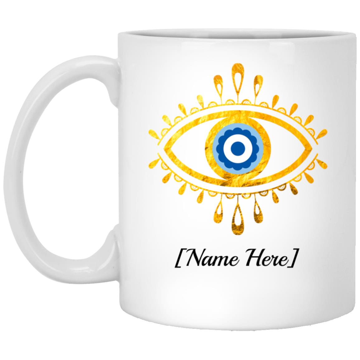 Personalized Greek Blue, White, 11 oz. White Mug