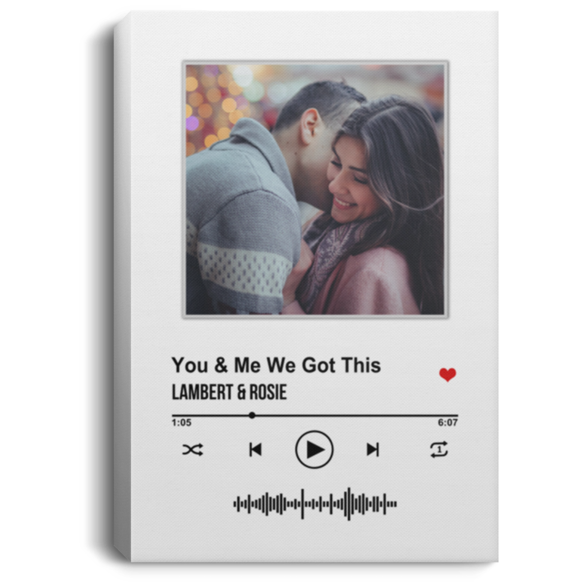Personalized Photo Our Soundtrack Gallery Wrapped Framed Canvas Prints-Unframed Poster-Home Decor Wall Art, White, 0.75'' Framed Canvas