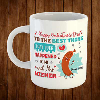 Alternative view of Personalized Best Thing Ever Happened to Me and Wiener Coffee Mug- Beer Stein- Water Bottle- Color Changing Mug