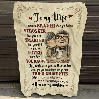 Alternative view of Personalized To My Wife You Are Braver Than You Believe Fleece Blanket - Personalized Gift For Wife