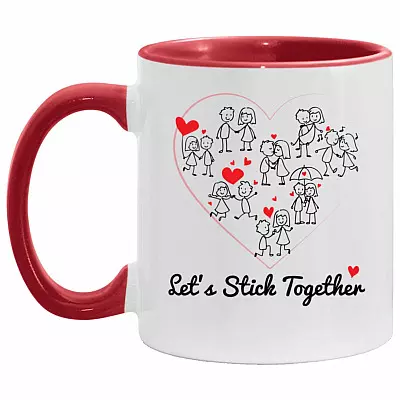 Let's Stick Accent Mug, White/Red, 11 oz. Accent Mug
