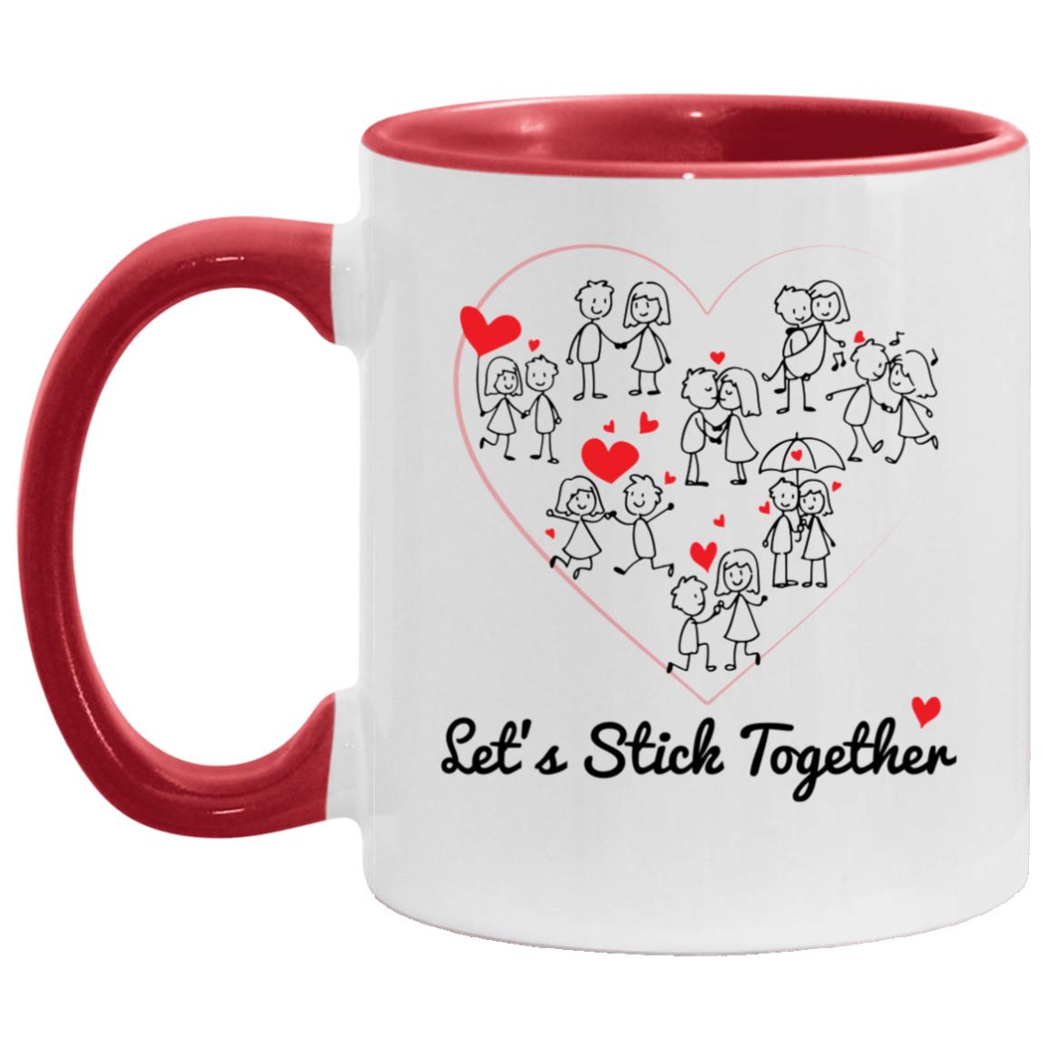 Let's Stick Accent Mug, White/Red, 11 oz. Accent Mug