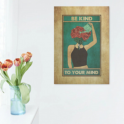 Alternative view of Be Kind To Your Mind Framed Canvas - Unframed Poster - Plant Girl Wall Art Home Decor