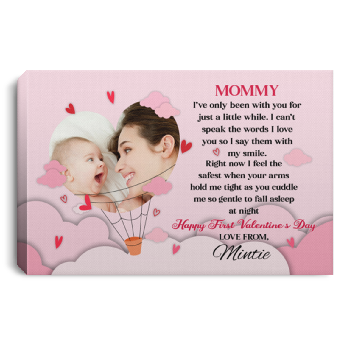 Personalized Photo Mommy I've only Been with You for Just a Little While Framed Canvas - Unframed Poster, White, 0.75'' Framed Canvas