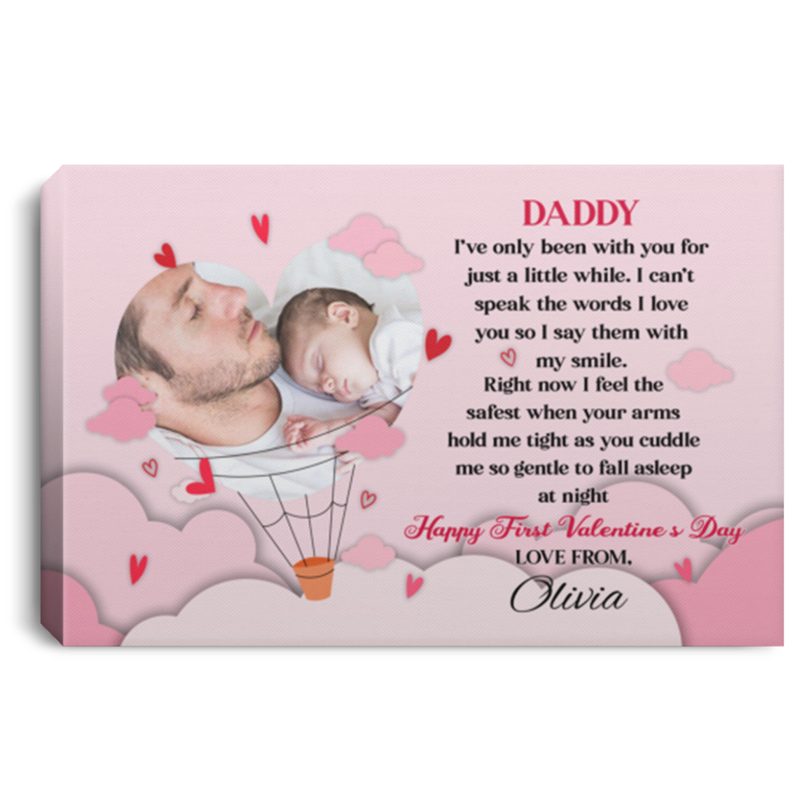 Personalized Photo Daddy I've only Been with You for Just a Little While Framed Canvas - Unframed Poster, White, 0.75'' Framed Canvas