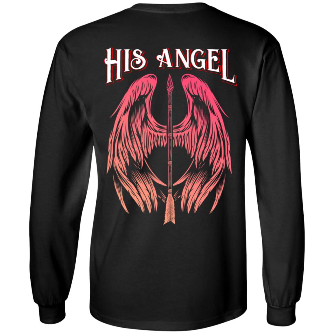 He Keeps Me Safe His Angel Her Guardian Anniversary Couple In Love Valentine's Day Hoodie Sweatshirt T-Shirt, Black, Long Sleeve