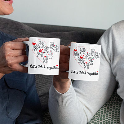 Alternative view of Let's Stick Together Lovers Couple Ceramic Coffee Mug - Beer Stein - Water Bottle - Color Changing Mug