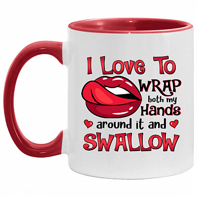 I Love to Wrap Acc, White/Red, 11 oz. Accent Mug