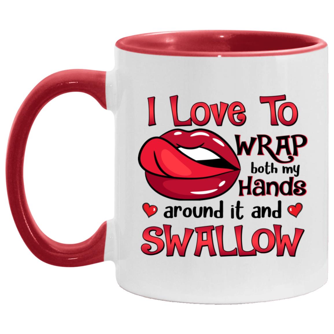 I Love to Wrap Acc, White/Red, 11 oz. Accent Mug
