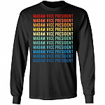 Madam Vice President Kamala Harris Vintage Hoodie - Sweatshirt - Kamala Harris Vice President 2021 Long Sleeve, Black, Long Sleeve
