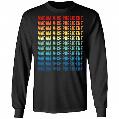 Madam Vice President Kamala Harris Vintage Hoodie - Sweatshirt - Kamala Harris Vice President 2021 Long Sleeve, Black, Long Sleeve