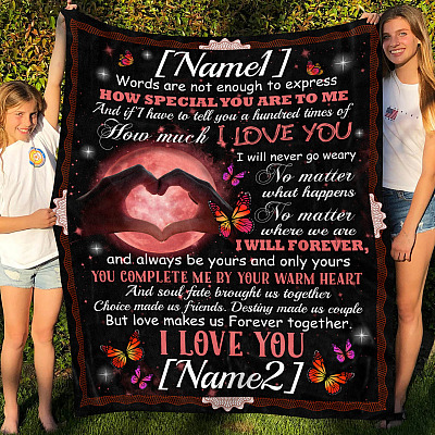 Alternative view of Personalized Words Are Not Enough To Express I Love You Couple Husband Wife Fleece Blanket - Mink Sherpa Blanket