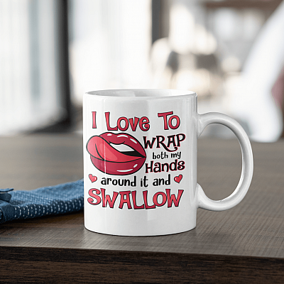 Alternative view of I Love to Wrap Both My Hands Around It and Swallow Ceramic Coffee Mug - Beer Stein - Water Bottle - Color Changing Mug