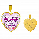 He Will Order His Angel To Protect You Wherever You Go PSALM 91:11 Heart Pendant Necklace - Heart Luxury Necklace (Gold Plated)