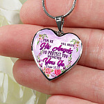 He Will Order His Angel To Protect You Wherever You Go PSALM 91:11 Heart Pendant Necklace - Heart Luxury Necklace (Silver)