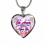 He Will Order His Angel To Protect You Wherever You Go PSALM 91:11 Heart Pendant Necklace - Heart Luxury Necklace (Silver)